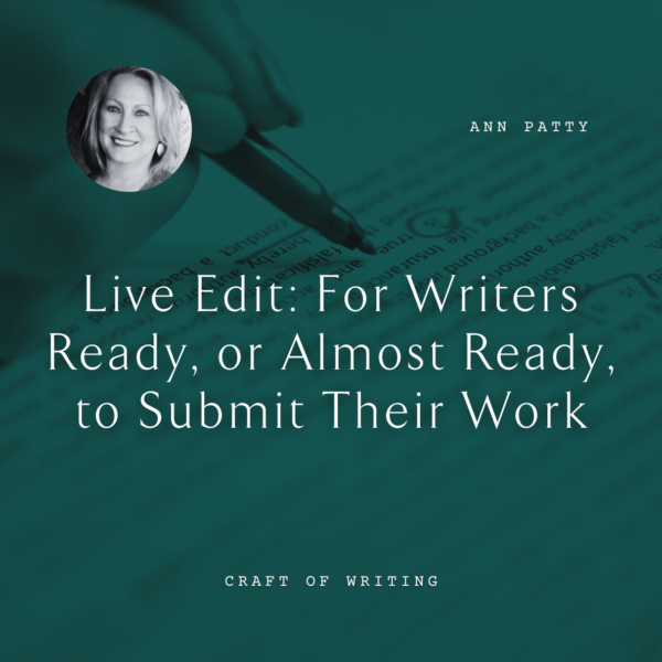 I24 Live Edit: For Writers Ready, or Almost Ready, to Submit Their Work <br/>Saturday, February 15 <br/>2:00–5:00 p.m.