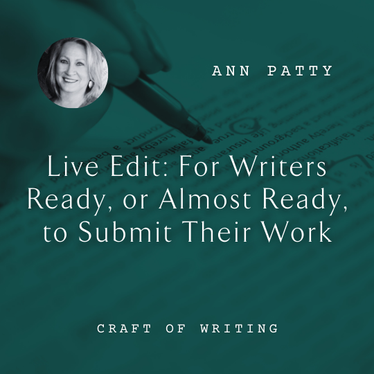 I24 Live Edit: For Writers Ready, or Almost Ready, to Submit Their Work <br/>Saturday, February 15 <br/>2:00–5:00 p.m.